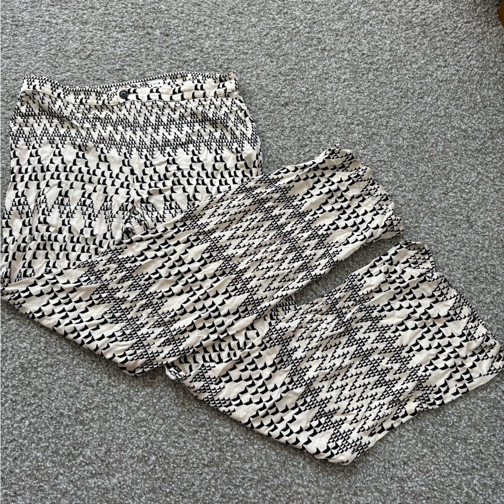 Zara Black and Cream Patterned Trousers